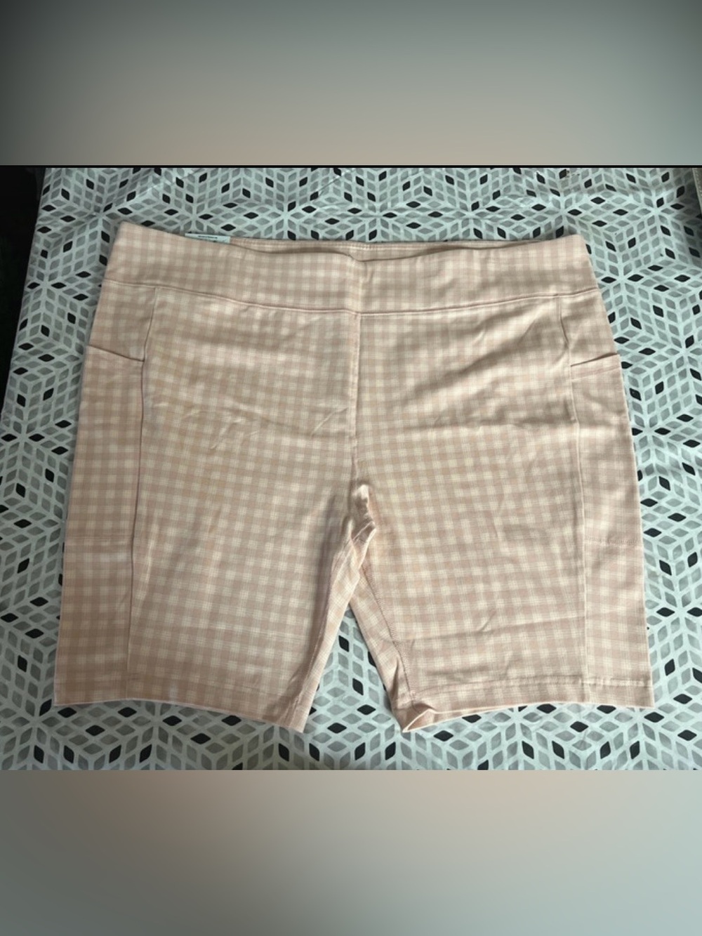 Terra & Sky Pale Pink Gingham Bike Shorts